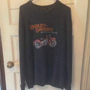 Harley-Davidson Black Crewneck Sweater with Motorcycle Design